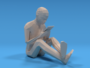 low poly kid using a tablet 3D Model