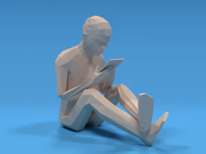 low poly kid using a tablet 3D Model