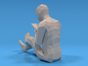 low poly kid using a tablet 3D Model