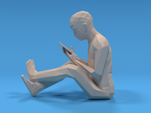 low poly kid using a tablet 3D Model