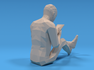 low poly kid using a tablet 3D Model