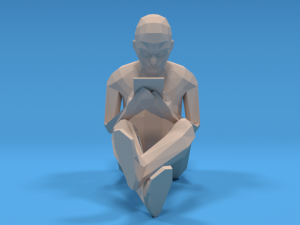 low poly kid using a tablet 3D Model