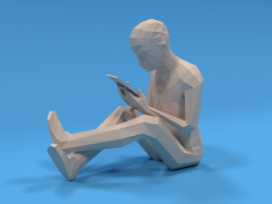 low poly kid using a tablet 3D Model