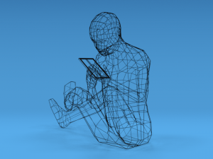 low poly kid using a tablet 3D Model