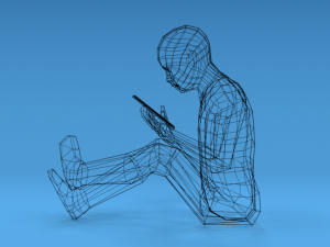 low poly kid using a tablet 3D Model