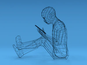 low poly kid using a tablet 3D Model