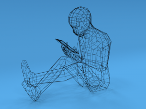 low poly kid using a tablet 3D Model