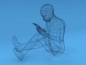 low poly kid using a tablet 3D Model