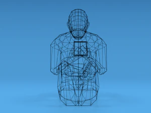 low poly kid using a tablet 3D Model