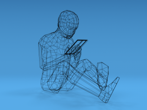 low poly kid using a tablet 3D Model