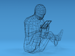 low poly kid using a tablet 3D Model