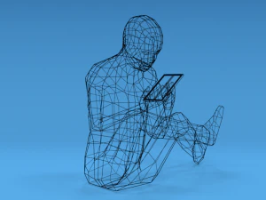 low poly kid using a tablet 3D Model