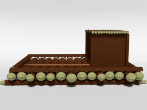 low poly cartoon wooden raft 3D Model