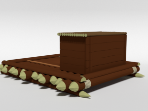 low poly cartoon wooden raft 3D मॉडल