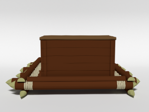 low poly cartoon wooden raft 3D मॉडल