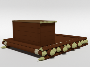 low poly cartoon wooden raft 3D मॉडल