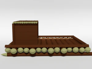 low poly cartoon wooden raft 3D Model