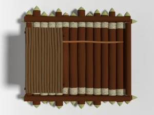 low poly cartoon wooden raft 3D Model