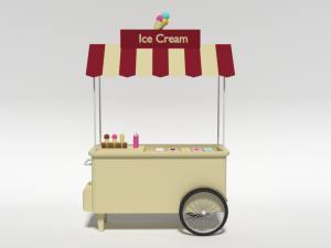 low poly cartoon ice cream truck Modèle 3D