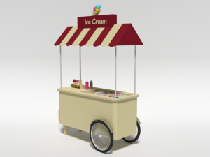 low poly cartoon ice cream truck Modèle 3D