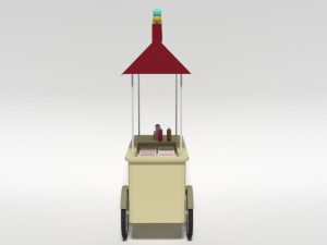 low poly cartoon ice cream truck Modèle 3D