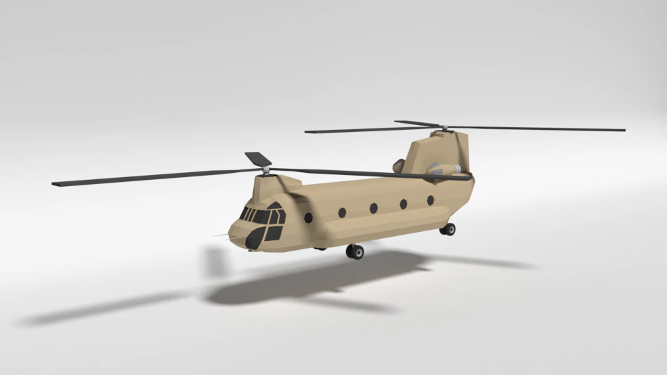 low poly cartoon boeing ch-47 chinook helicopter 3D Model .c4d .max .obj .3ds .fbx .stl .blend 