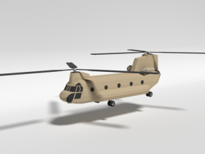low poly cartoon boeing ch-47 chinook helicopter 3D Model