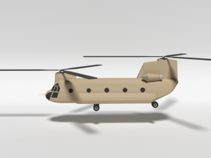 low poly cartoon boeing ch-47 chinook helicopter 3D Модель
