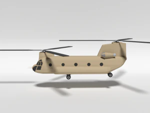 low poly cartoon boeing ch-47 chinook helicopter 3D Model