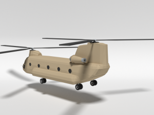 low poly cartoon boeing ch-47 chinook helicopter 3D Модель
