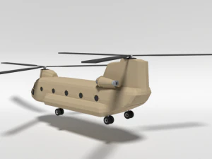 low poly cartoon boeing ch-47 chinook helicopter 3D Model