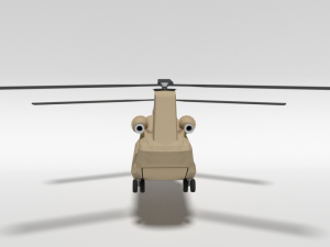 low poly cartoon boeing ch-47 chinook helicopter 3D Модель