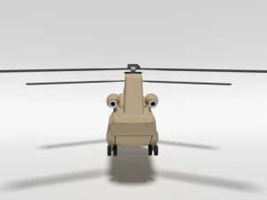 low poly cartoon boeing ch-47 chinook helicopter 3D Model