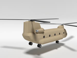 low poly cartoon boeing ch-47 chinook helicopter 3D Модель