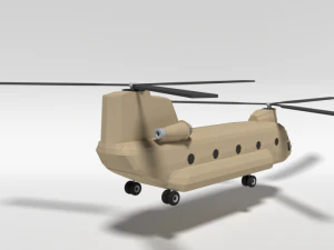 low poly cartoon boeing ch-47 chinook helicopter 3D Model