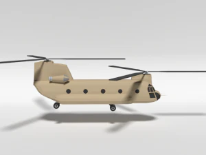 low poly cartoon boeing ch-47 chinook helicopter 3D Model