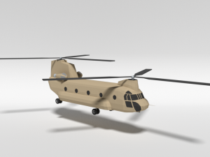 low poly cartoon boeing ch-47 chinook helicopter 3D Модель