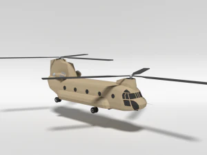 low poly cartoon boeing ch-47 chinook helicopter 3D Model