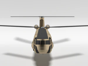 low poly cartoon boeing ch-47 chinook helicopter 3D Model