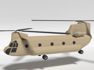 low poly cartoon boeing ch-47 chinook helicopter 3D Model
