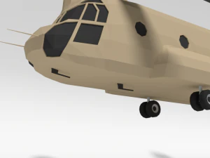 low poly cartoon boeing ch-47 chinook helicopter 3D Model