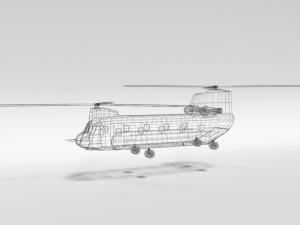 low poly cartoon boeing ch-47 chinook helicopter 3D Модель