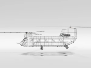 low poly cartoon boeing ch-47 chinook helicopter 3D Model