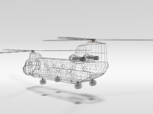 low poly cartoon boeing ch-47 chinook helicopter 3D Модель