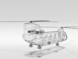 low poly cartoon boeing ch-47 chinook helicopter 3D Модель
