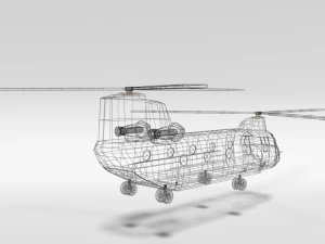 low poly cartoon boeing ch-47 chinook helicopter 3D Model