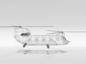low poly cartoon boeing ch-47 chinook helicopter 3D Model
