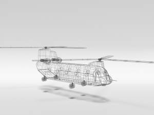 low poly cartoon boeing ch-47 chinook helicopter 3D Модель