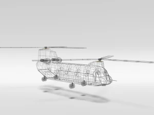 low poly cartoon boeing ch-47 chinook helicopter 3D Model