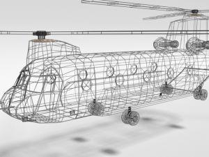 low poly cartoon boeing ch-47 chinook helicopter 3D Модель
